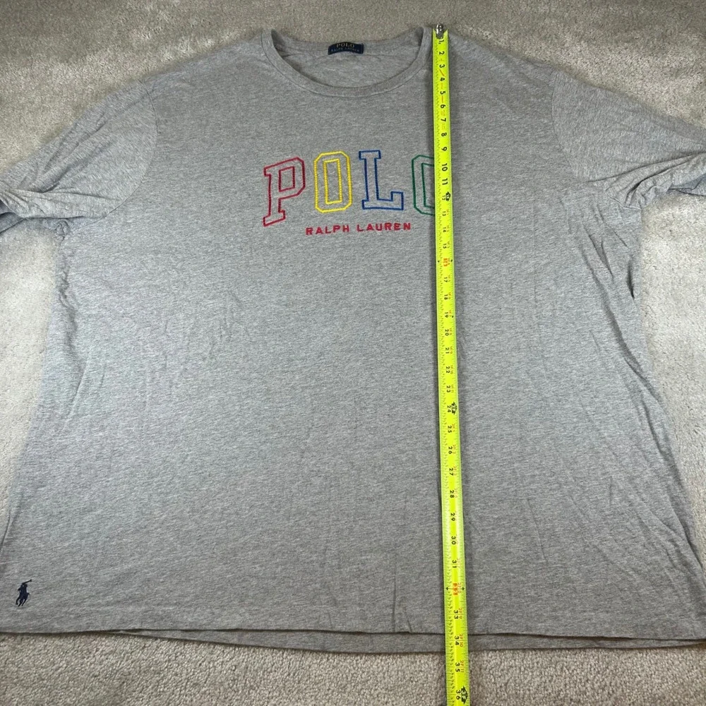 Polo Ralph Lauren Long Sleeve T-Shirt Mens 4XL Gray Multi-Color Spellout Logo